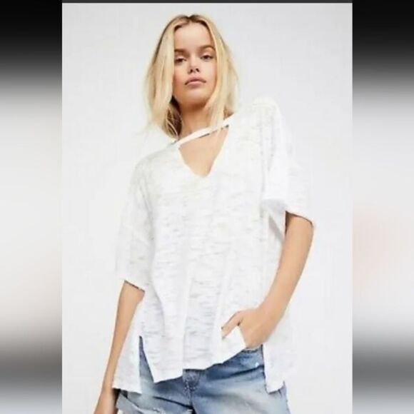 Free People We The Free Jordan Oversized Distressed Burnout T-shirt Size Small - Picture 1 of 8